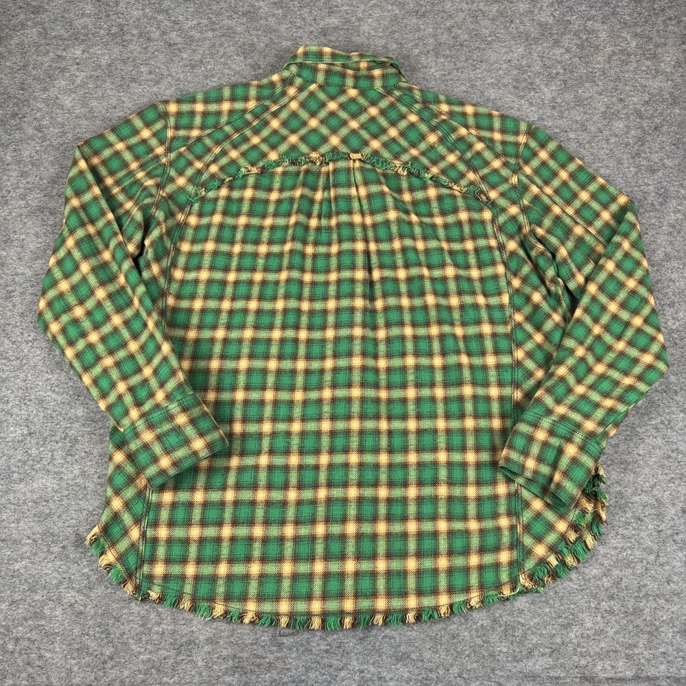 BDG Brixton Flannel Button Up Shirt Long Sleeve Plaid Frayed Hem Womens Small S - Picture 10 of 13